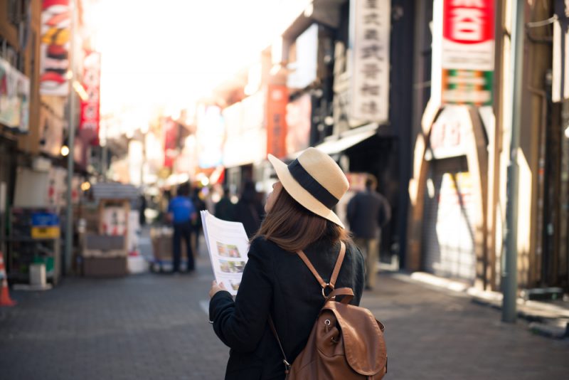 Tourist is traveling market in Tokyo, Japan