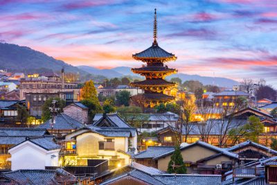 Kyoto, Japan cityscape in Higashiyama historic district